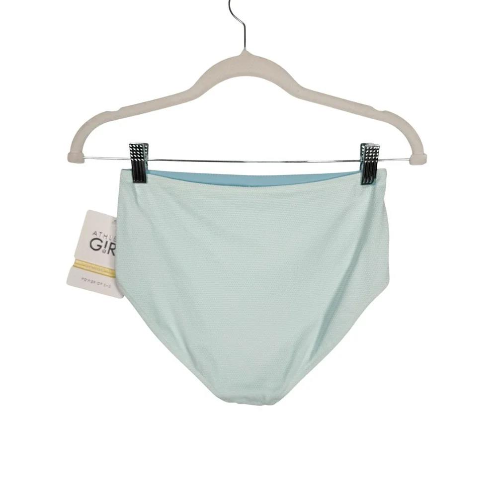 Athleta Girl Reversible Ultra High Rise Swim Bottom XL 14 Blue Textured‎ Sporty